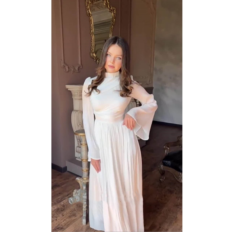 high collar evening dress Clear Water Blue High Collar Evening Dresses 2025 Short Sleeve Lace Clear Water Blue / 14 main image 1
