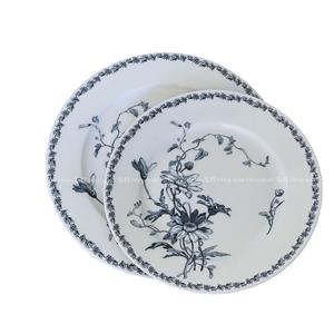Wholesale Medieval French Blue Flower Dinner <b>Plate</b> Ceramic Vintage Dessert Western Dinner <b>Plate</b> - Product Image 2