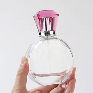 Luxury Frosted 30ml 60ml Perfume Bottle Flat Round Perfume Glass Bottle