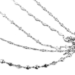 Stainless Steel <b>Chain</b> Heart <b>Cross</b> Star Decorated Jewelry Findings For DIY Bracelet Necklace Accessory - Product Image 1