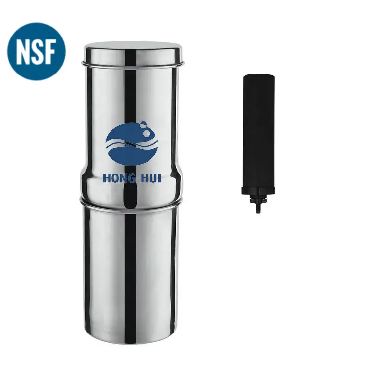NSF/ANSI 42 & 372 HONG HUI 1L taşınabilir açık paslanmaz çelik su arıtıcısı yerçekimi su filtresi