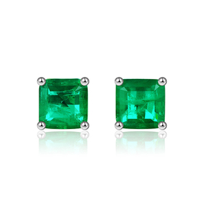 925 Sterling Silver <strong>Emerald</strong> <strong>Stud</strong> <strong>Earrings</strong> Vintage Classic Princess Cut 7mm Square Emarald <strong>Stud</strong> <strong>Earrings</strong> for Women - Product Image 1