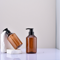 Vente directe d'usine, flacon cosmétique brun de 300 ml en verre ambré avec pompe, flacon transparent pour shampoing