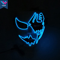 Masque LED d'Halloween T-Worthy qui brille dans le noir, crâne pour DJ, fête et festival, film The Purge, cosplay en plastique PVC PC