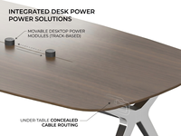Table de conférence contemporaine en forme de bateau, bureau de réunion pour cadres avec gestion intégrée des câbles
