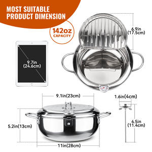 Friteuse en acier inoxydable avec jauge de température, égouttoir à huile, conception anti-goutte, compatible gaz et induction, légère - Product Image 6