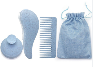 Juego de Cepillos para el Cabello Ecológicos de Paja de Trigo, Cepillo Masajeador para el Cuero Cabelludo, Cepillo para Champú y Peine de Dientes Anchos - Product Image 4