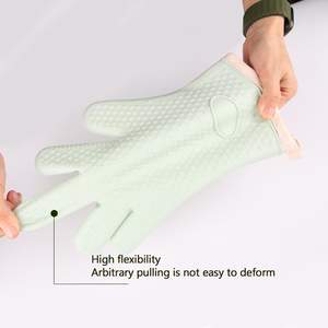 キッチンカラフルシリコンイージークリーン防水耐熱グリルオーブンミットベーキングキッチングローブ指で調理するため - Product Image 4