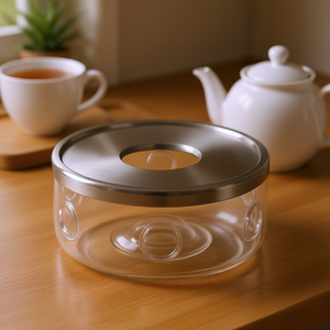 Glass <b>Tea</b> Warmer With Stainless Steel Lid 120Ml For Teapot Use - Product Image 3