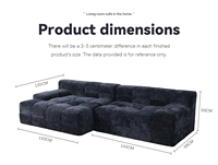 Canapé modulaire sectionnel 112 pouces Cloud, convertible en L, bleu foncé, 2 places, compressé
