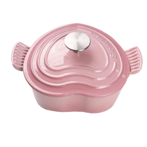 Articles ménagers brillants <span class=keywords><strong>en</strong></span> forme de coeur rose ustensiles de cuisine personnalisés émail <span class=keywords><strong>fonte</strong></span> antiadhésive pots <span class=keywords><strong>en</strong></span> émail casserole pour la cuisine - Product Image 1
