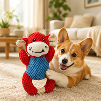 Jouet à mâcher interactif pour chien en forme de vache, en peluche, avec corde, pour petits et moyens chiens, pour nettoyer les dents