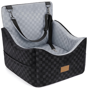 Siège de voiture surélevé pour <span class=keywords><strong>chiens</strong></span> de petite et moyenne taille, lit de voiture pour animaux de compagnie en mousse à mémoire de forme, siège rehausseur pour siège arrière de voiture, lit de voyage sécurisé - Product Image 1