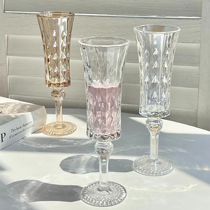 Copas de Champán de <span class=keywords><strong>Cristal</strong></span> Tallado Estilo Retro Francés, Patrón de Diamantes, Copas con Tallo para Vino Espumoso, Cócteles, Bodas, Banquetes, Regalo de Inauguración de Casa - Product Image 4