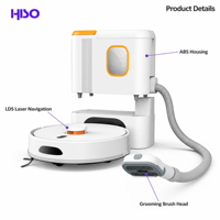 Robot aspirateur pour animaux de compagnie avec navigation laser LDS, aspiration de 3000 Pa, batterie de 5000 mAh, recharge automatique, télécommande, réservoir de poussière et d'eau de 250 ml, blanc ABS