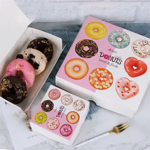 Fabriek Groothandel Nemen Manier Bakkerij Donuts Papier Doos Goedkope Custom Voedsel Verpakking Papieren Dozen
