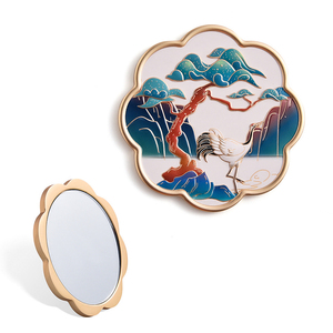 Portable Customized Scenery Flower Shape Single Side UV Printing Metal <b>Compact</b> Pocket <b>Mirror</b> - Product Image 3