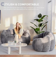 Fauteuil pouf moderne en fausse fourrure PU sur mesure OEM, canapé lounge rembourré doux en forme de fleur, siège individuel pour salon et chambre à coucher