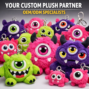 Llavero de peluche personalizado con diseño de monstruo y ojo bordado, fabricante de juguetes de peluche con diseño personalizado, juguete suave, OEM, ODM, logotipo de marca - Product Image 4