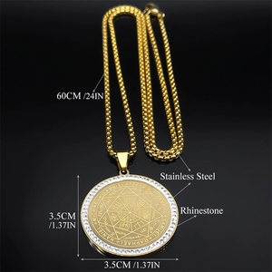 Collana Vintage con Medaglia dei Sette Arcangeli per Uomo e Donna, Gioiello in Acciaio Inox con Sigillo di <span class=keywords><strong>Salomone</strong></span>, Catena di Protezione, Vendita all'Ingrosso - Product Image 3