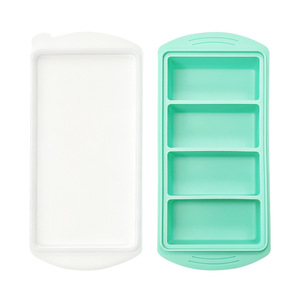 Bac à glaçons en silicone de qualité alimentaire avec couvercle, grande capacité, 4 cavités, bac à glaçons en silicone personnalisé, <span class=keywords><strong>moule</strong></span> sans BPA - Product Image 1