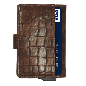 CardHoda Genuine Leather Alligator Pattern Short <b>Wallet</b> <b>RFID</b> Blocking Card Holder Unisex Minimalist Buckle Closure - Product Image 5