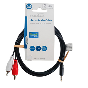 Cable de audio estéreo macho de 3,5 mm a 2x RCA macho, 1,5 m, negro - Product Image 3