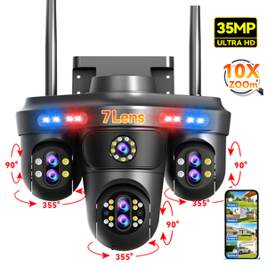 Factory Wholesale Price 35MP 7 Lens 4 Screens Wifi IP Camera 3PTZ 30X Optical Zoom Outdoor Network Wireless Cameras OEM/