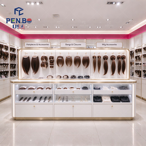 Meubles de présentation sur mesure pour boutique de perruques haut de gamme, design d'intérieur complet pour magasin de perruques, étagères de présentation de produits pour extensions de cheveux - Product Image 4