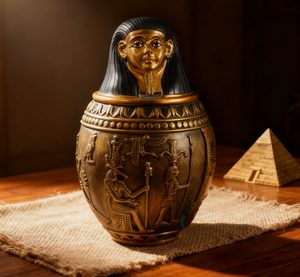 Meiweipet <strong>Urn</strong> Pet Ancient <strong>Egyptian</strong> Mythology Resin Sculpture Pet Memorial <strong>Urn</strong> with Pharaoh Statue Copper Jar Casket for Dog - Product Image 4