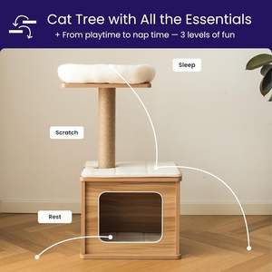 Árbol para Gatos de Madera Maciza de <span class=keywords><strong>Tres</strong></span> Pisos, Torre para Gatos Mini, Apartamento de Lujo para Gatos, Resistente y Fácil de Montar para Gatitos - Product Image 4