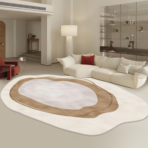 พรมรูปวงรีทันสมัย ลายแบบนามธรรม เนื้อผ้าคล้ายแคชเมียร์ กันลื่น สำหรับห้องนั่งเล่น ห้องนอน พรมปูพื้นตกแต่งบ้าน - Product Image 2
