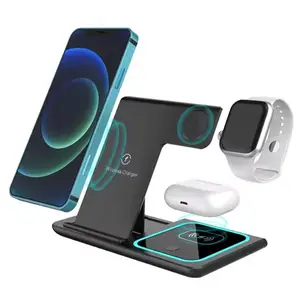 3 In 1 Opvouwbare Mount Sensor Draadloze Telefoon Oplader Houder Kantoor Bureau Organizer Met Draadloze Oplader Standaard Voor Iphone Android