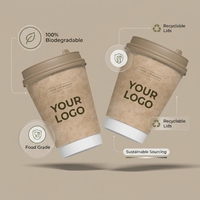 Gobelet en papier kraft compostable et réutilisable à double paroi, enduit de PE, anti-fuite, pour cappuccino et flat white, prix usine, OEM disponible