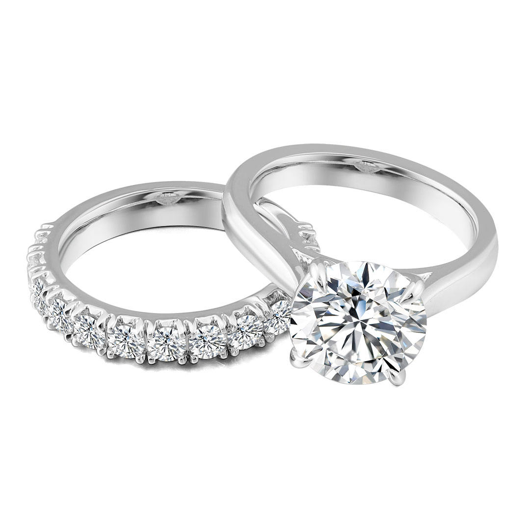 แหวนเพชรแล็บไวท์โกลด์ 14K