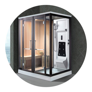 <span class=keywords><strong>Cabine</strong></span> de <span class=keywords><strong>douche</strong></span> hammam moderne en verre transparent noir <span class=keywords><strong>90x90</strong></span> avec porte coulissante, cadre en aluminium brossé, prix usine - Product Image 6
