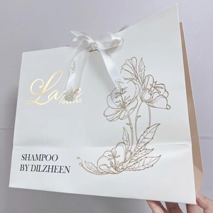 Tùy Chỉnh Bán Buôn Đồ Trang Sức Bao Bì Túi Giấy Logo Của Riêng Bạn Lá Được Thiết Kế Trong Màu Hồng Túi Quà Tặng Với Bow - Product Image 6