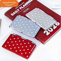 Mini carnet de notes à couverture rigide en métal à pois, format poche, portable, bloc-notes rapide, coffret cadeau, logo personnalisé