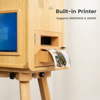 Photomaton portable en bois de 15,6 pouces avec écran tactile et impression instantanée, pour mariages et fêtes
