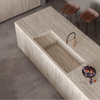 Travertin gris argenté naturel, travertin populaire pour la décoration intérieure, comptoir