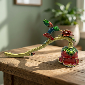 Hummingbird On Branch Aroma <b>Burner</b> Decorative <b>Candle</b> Warmer Indoor Home Decoration Bronze Material - Product Image 1