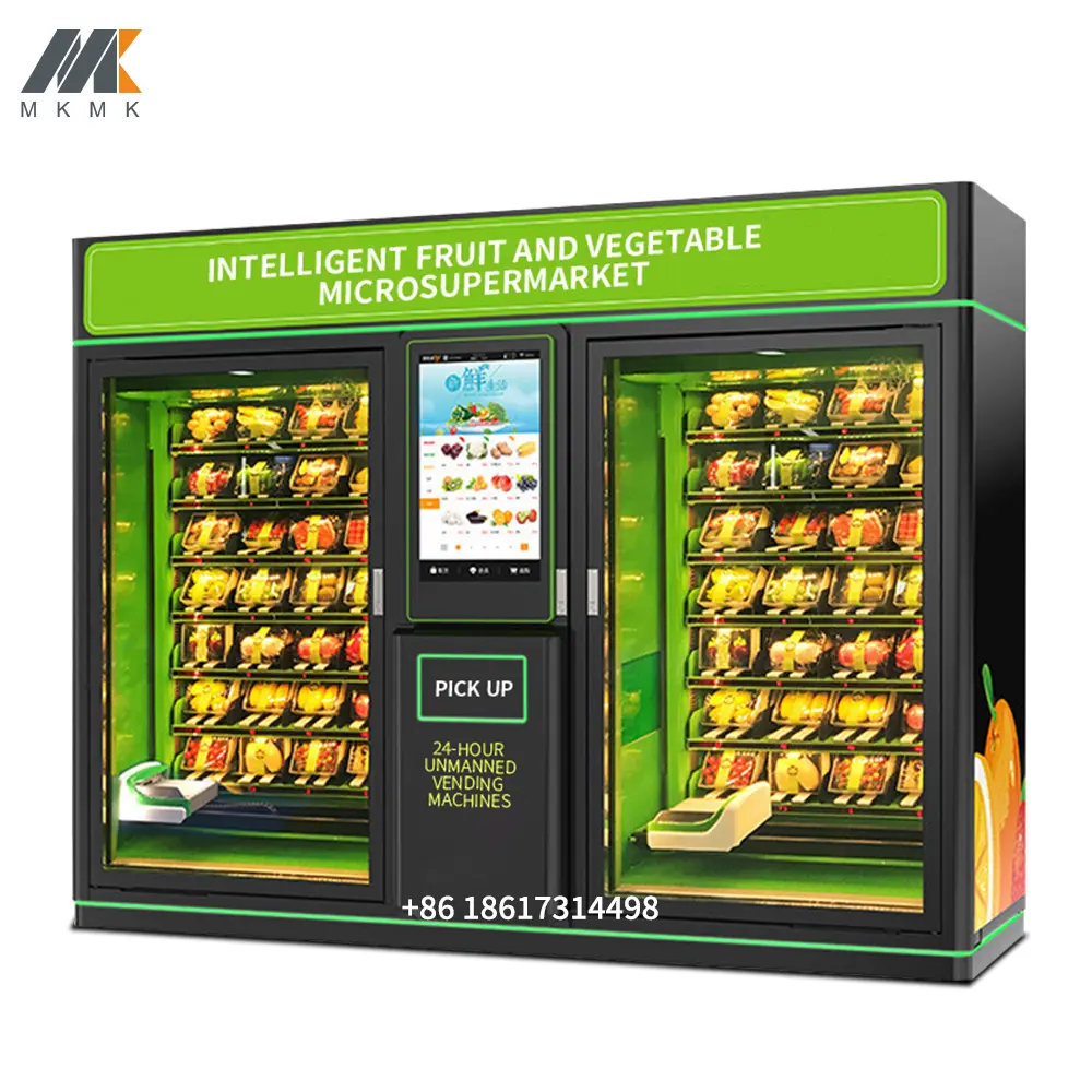 32 inç ekran salata sebze ve taze meyveler tam otomatik çift kabine ticari otomat