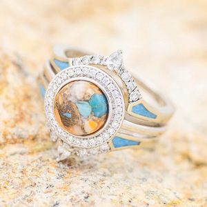 Anello Vintage in Stile Turchese Smaltato per Donne, Gioiello alla Moda per Dito Indice - Product Image 5