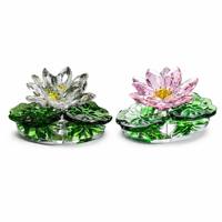 Flor de Loto de Cristal Óptico K9 al por Mayor con Nácar de Lirio, Decoración Zen Feng Shui Hecha a Mano para la Riqueza y la Prosperidad