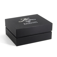 Boîte d'emballage cadeau personnalisée de luxe en papier noir avec couvercle et fond boîte de parfum cosmétique de bijouterie rigide en deux pièces avec intérieur en satin