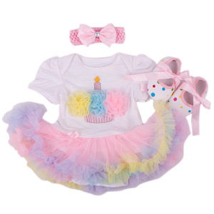 Commercio all'ingrosso Online dalla cina <span class=keywords><strong>1</strong></span> <span class=keywords><strong>anno</strong></span> di compleanno nuovo Design Chiffon manica corta abiti da bambina - Product Image 1