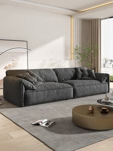 أريكة أذن الفيل من الجلد الصناعي الإيطالي والنسيج-مقطعية بكريم بسيط لغرفة المعيشة الفاخرة - Product Image 4