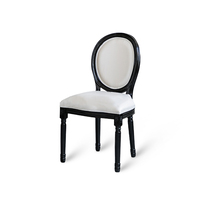 Chaise de salle à manger en bois massif de style rétro moderne avec coussin en lin noir pour la maison ou le bureau