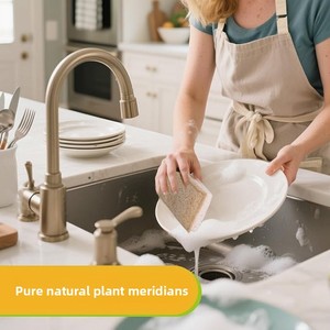 ฟองน้ำลูฟาห์ธรรมชาติ ผ้าเช็ดจาน แผ่นขัดลูฟาห์ สำหรับล้างจาน หม้อ ทำความสะอาดง่าย ฟองน้ำขัดครัว แปรงทำความสะอาดในครัวเรือน - Product Image 3