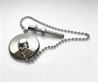 Tapón de Lavabo Tradicional de Alta Calidad, Cromado, Anticorrosión, Ecológico, de 1 1/2 Pulgadas, con Cadena de 14 Pulgadas